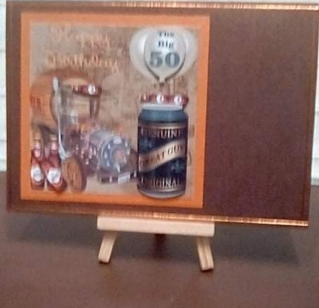 Male age 50/60/70 Birthday beer can card front by Benita Jenkinson