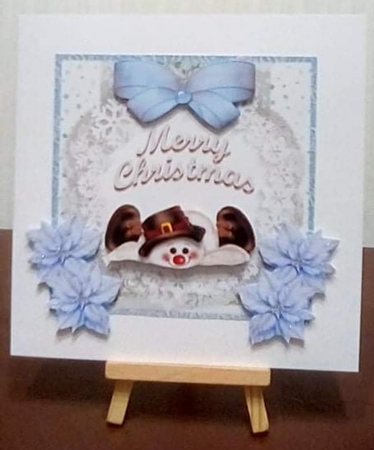 Frosty the Snowman 1 - 6x6 inch card front with decoupage by Benita Jenkinson