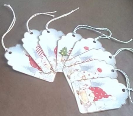 Christmas Gnomes x 8 Gift Tags by Benita Jenkinson
