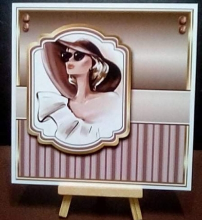 7x7 Lady in Hat Card Front with Topper and sentiments  by Benita Jenkinson