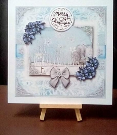 Christmas Scene Blue Poinsettia  by Benita Jenkinson