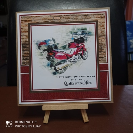 7X7 Its not how many miles Card Front with sentiments  by Benita Jenkinson