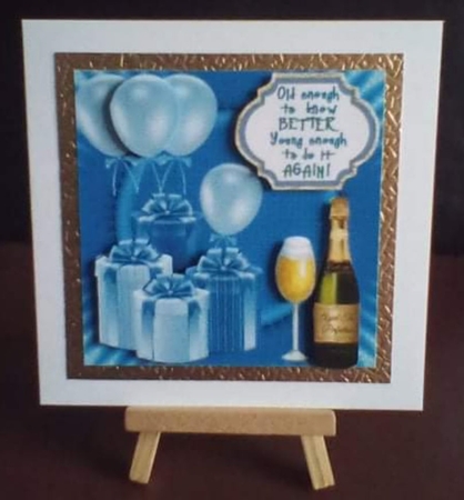Blue old enough to know better Birthday card front by Benita Jenkinson