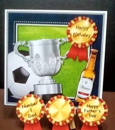 Football themed card topper for Birthday or Fathers Day by Benita Jenkinson