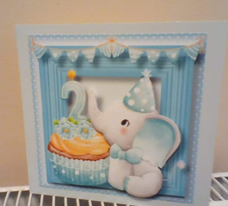 Baby Boy Second Birthday - Elephant Cupcake by Benita Jenkinson