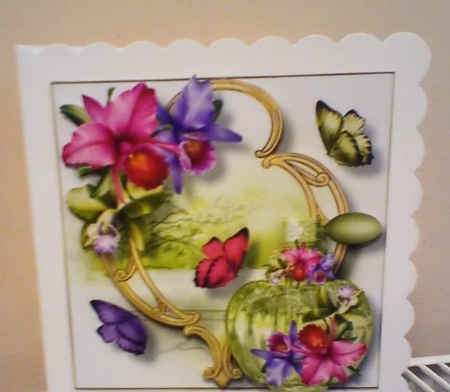 Perfume Bottle On Golden Frame - Tropical Orchid Blooms by Benita Jenkinson