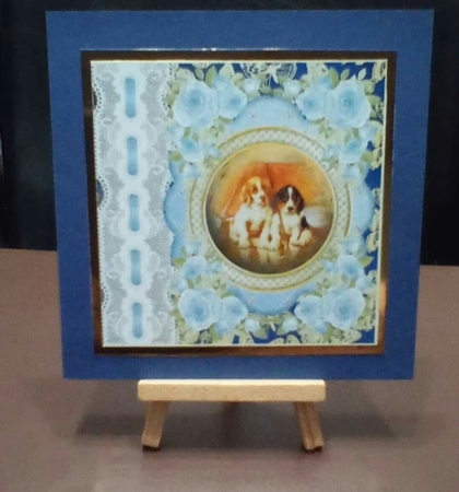 3 Blue lace pups card front/toppers 2 by Benita Jenkinson