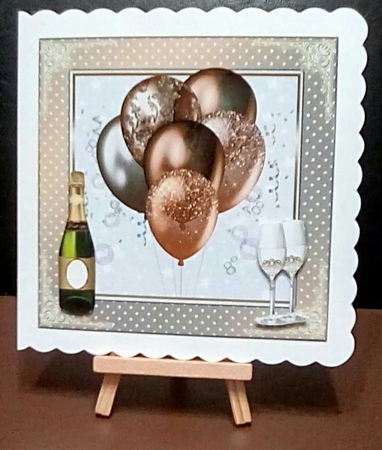 Birthday Bronze Glitter Balloons 7x7ins Topper by Benita Jenkinson
