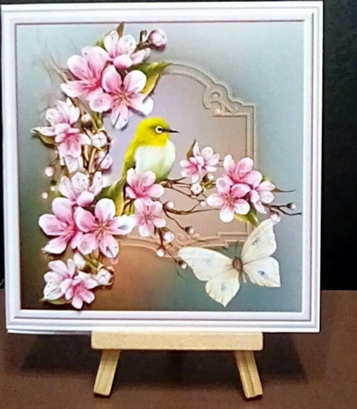 Bird and a butterfly 7x7 by Benita Jenkinson