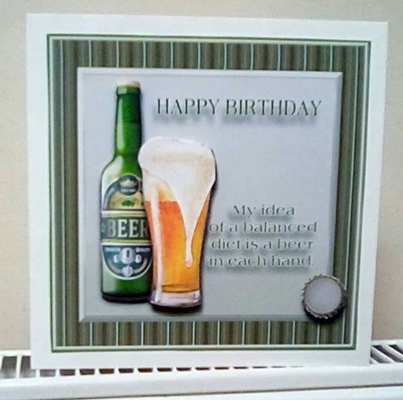 8x8 Balanced Beer Diet Card Front & Decoupage  by Benita Jenkinson