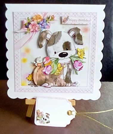 8x8 cute puppy with flowers mini kit by Benita Jenkinson