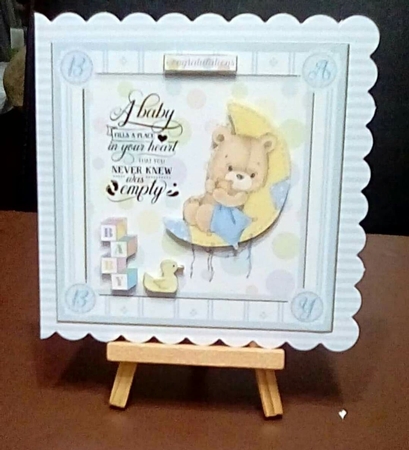 Baby Boy 8x8ins Decoupage Topper 1 by Benita Jenkinson