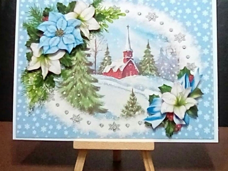 Christmas church with flowers 8x8 & A5 mini kit by Benita Jenkinson