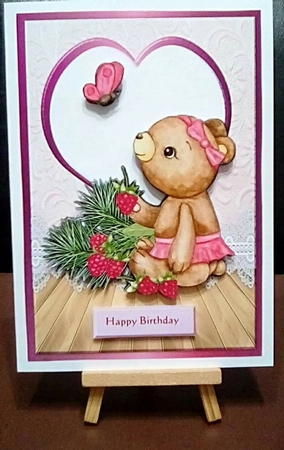 A5   Cute Teddie Birthday Girl Mini Kit by Benita Jenkinson