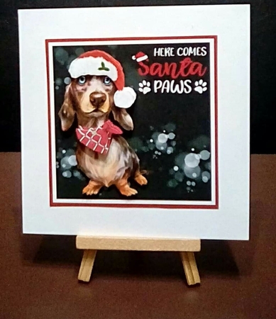 Santa Paws Decoupage Card Mini Kit 7x7 - Dachshund by Benita Jenkinson