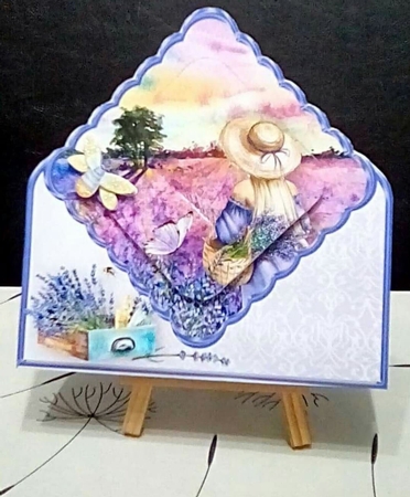 Lavender Fields - Stand-up Diamond Pyramid Card and Envelope Mini Kit by Benita Jenkinson