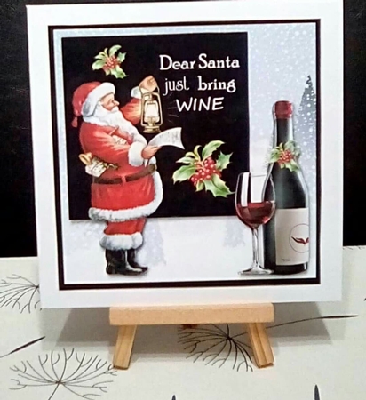 Santa Just Bring Wine size 6 x 6 by Benita Jenkinson