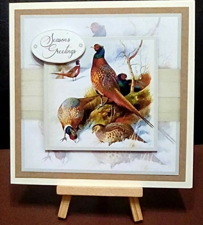 Pheasants Christmas Card Front by Benita Jenkinson