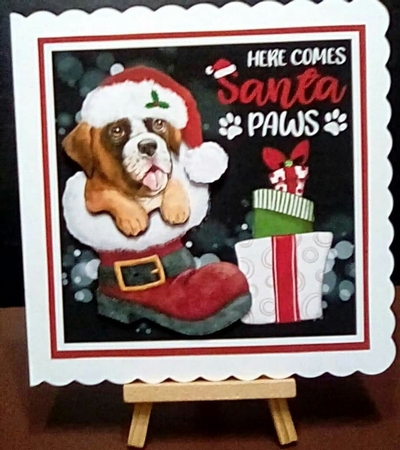 Santa Paws Decoupage Card Mini Kit 7x7 - Boxer by Benita Jenkinson