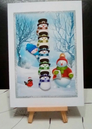 Snowtem Pole - 7x5 inch card front with decoupage by Benita Jenkinson