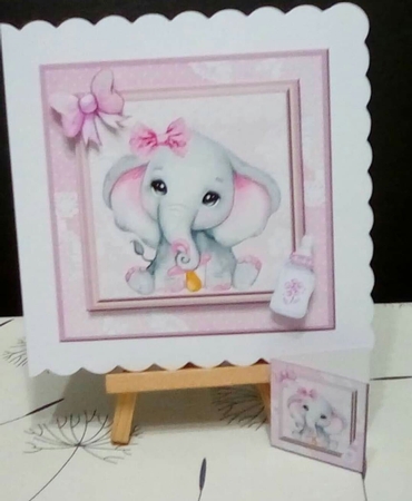 Baby Girl Elephant Decoupage Mini Kit by Benita Jenkinson
