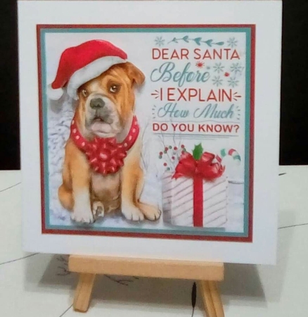Dear Santa Decoupage Card Mini Kit 7x7 - Bulldog by Benita Jenkinson