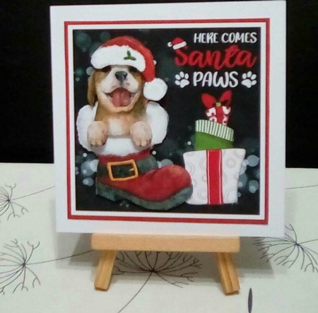 Santa Paws Decoupage Card Mini Kit 7x7 - Beagle by Benita Jenkinson
