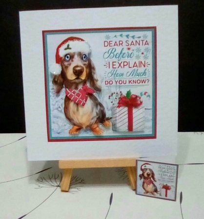 Dear Santa Decoupage Card Mini Kit 7x7 - Dachshund 2 by Benita Jenkinson