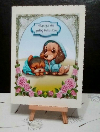 Get Well Soon 15 - 7x5 inch card front with decoupage by Benita Jenkinson