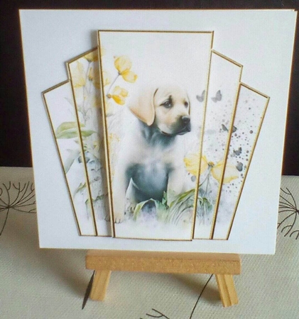 7x7 Art Deco Stacker - Golden Labrador Pup by Benita Jenkinson