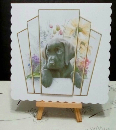 7x7 Art Deco Stacker - Chocolate Labrador Pup by Benita Jenkinson