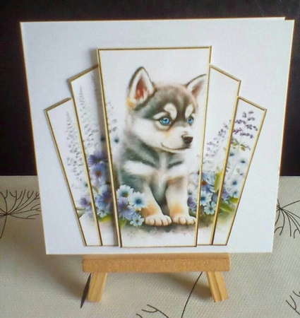 7x7 Art Deco Stacker - Husky Pup by Benita Jenkinson