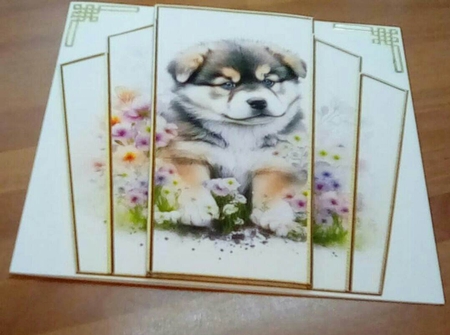 7x7 Art Deco Stacker - Malamute Pup by Benita Jenkinson