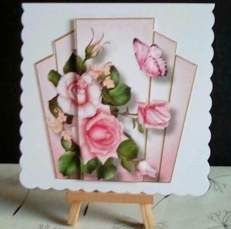 7x7 Art Deco Floral Stacker - Blush Roses by Benita Jenkinson