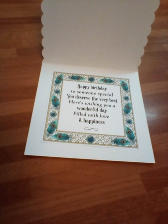 Peacock feather Birthday insert 3 by Benita Jenkinson