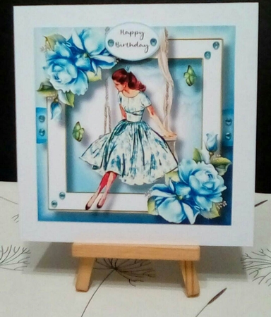 Vintage Beauty In Blue 8x8 by Benita Jenkinson