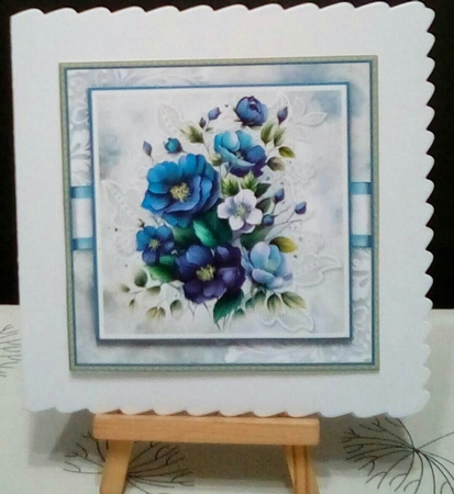 Wild Blue Roses Card Front Kit by Benita Jenkinson