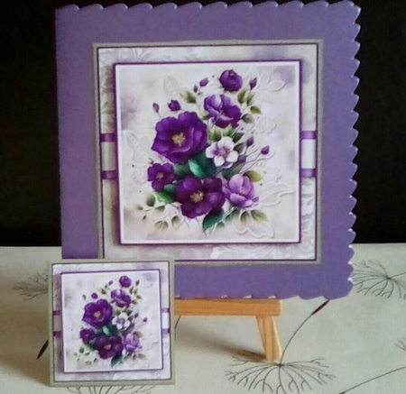 Wild Violet Roses Card Front Kit by Benita Jenkinson