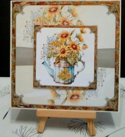 Pot of sunflowers 7x7 by Benita Jenkinson