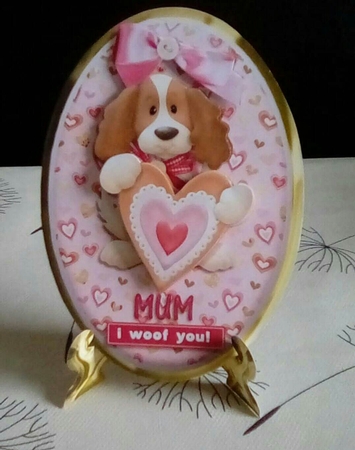 Mums Birthday, i woof you plate sheet and stand by Benita Jenkinson