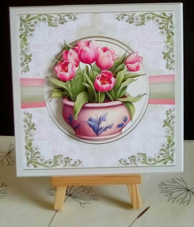 Pot of tulips 7x7 by Benita Jenkinson
