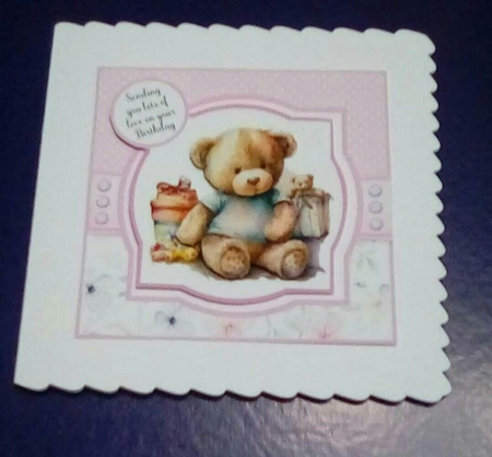 Birthday Bear #1 (7x7 inch square card kit) by Benita Jenkinson