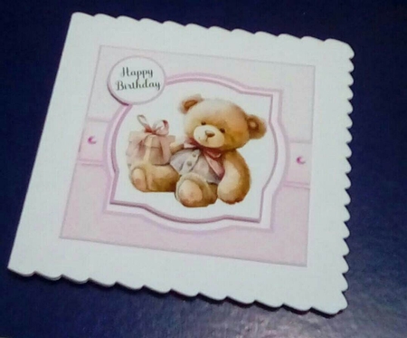 Birthday Bear #2 (7x7 inch square card) by Benita Jenkinson