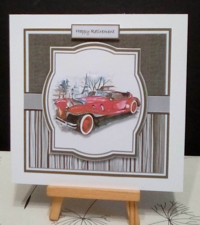 6x6 My Retirement Car Card Front, Topper, Decoupage and sentiments  by Benita Jenkinson