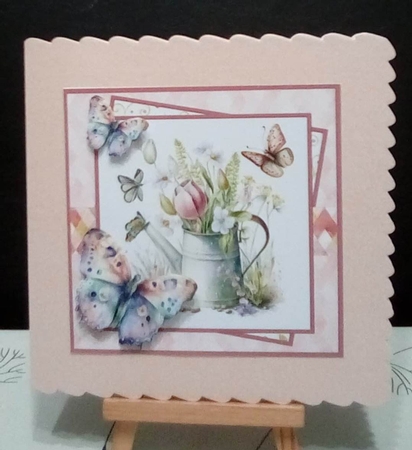Spring flowers and butterfly 7x7 by Benita Jenkinson
