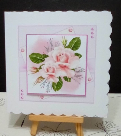 Pink Roses (7x7 inch square card kit) by Benita Jenkinson