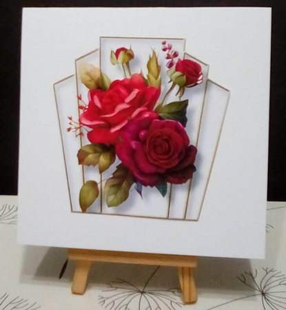7x7 Art Deco Watercolour Bouquet - Red Ruby by Benita Jenkinson