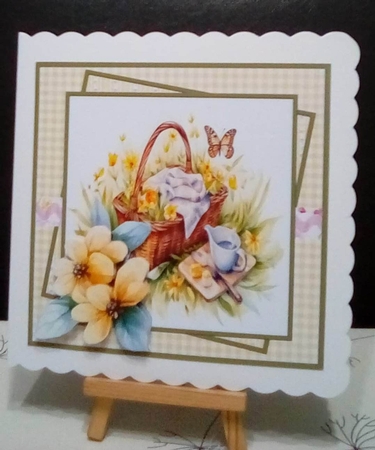 Spring picnic and flowers 7x7 by Benita Jenkinson