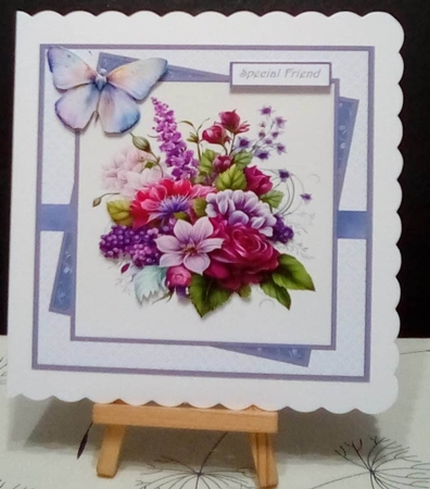 Mixed flowers and butterfly 7x7 by Benita Jenkinson