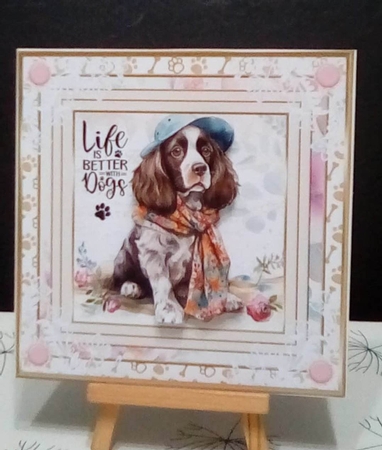 Love my dog 7x7ins decoupage Topper 1 by Benita Jenkinson